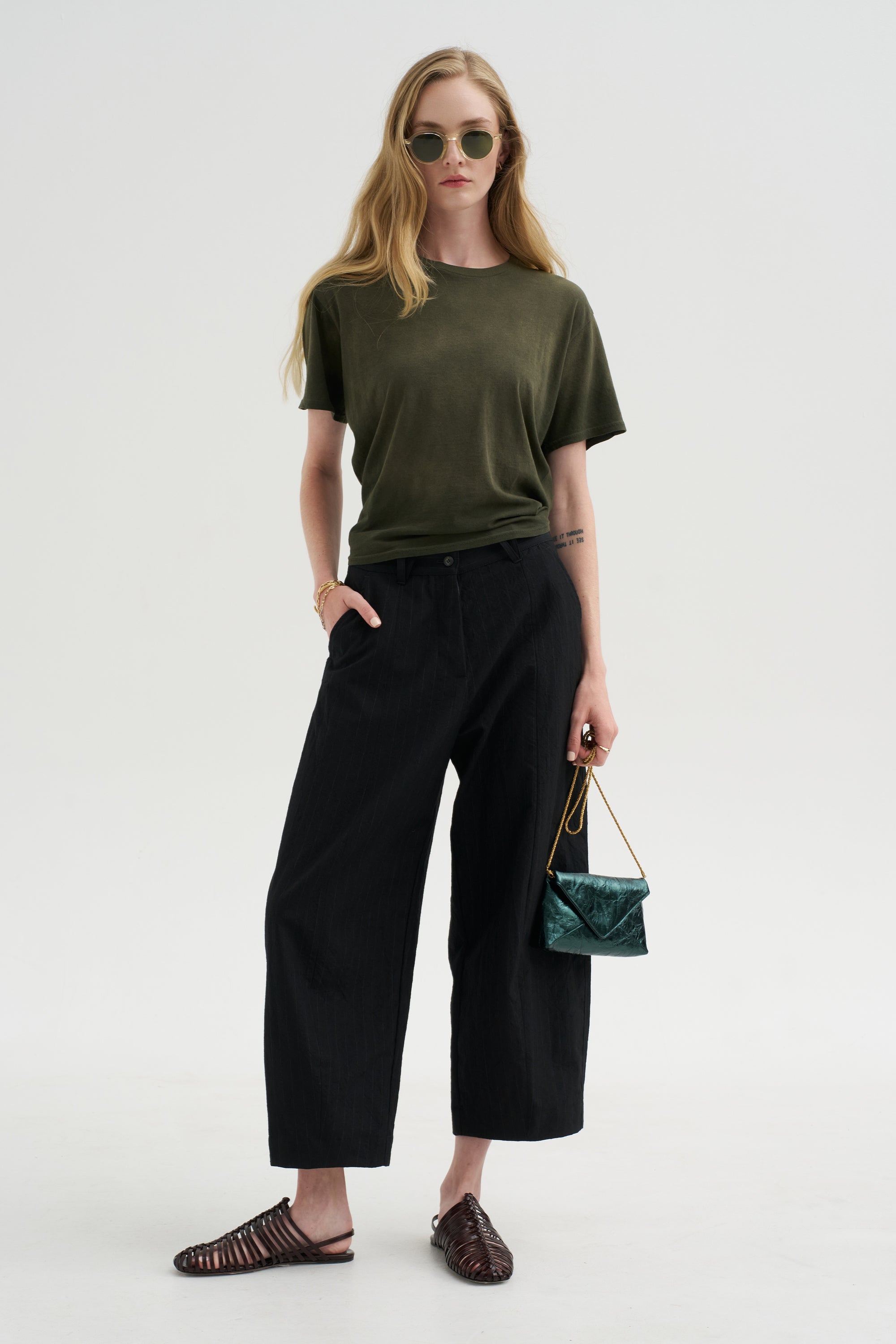 Tight Waist Tee, Washed Olive