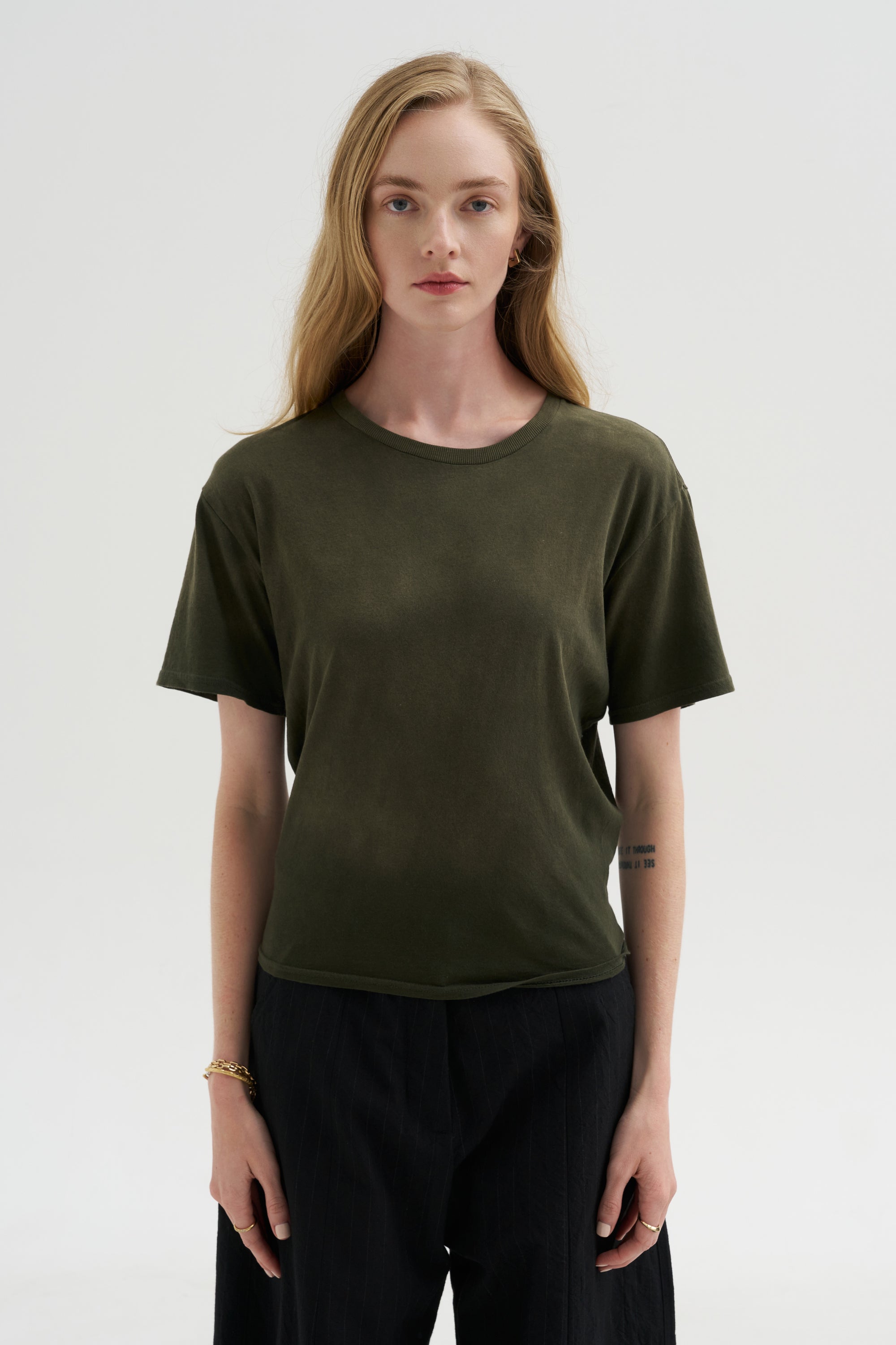 Tight Waist Tee, Washed Olive