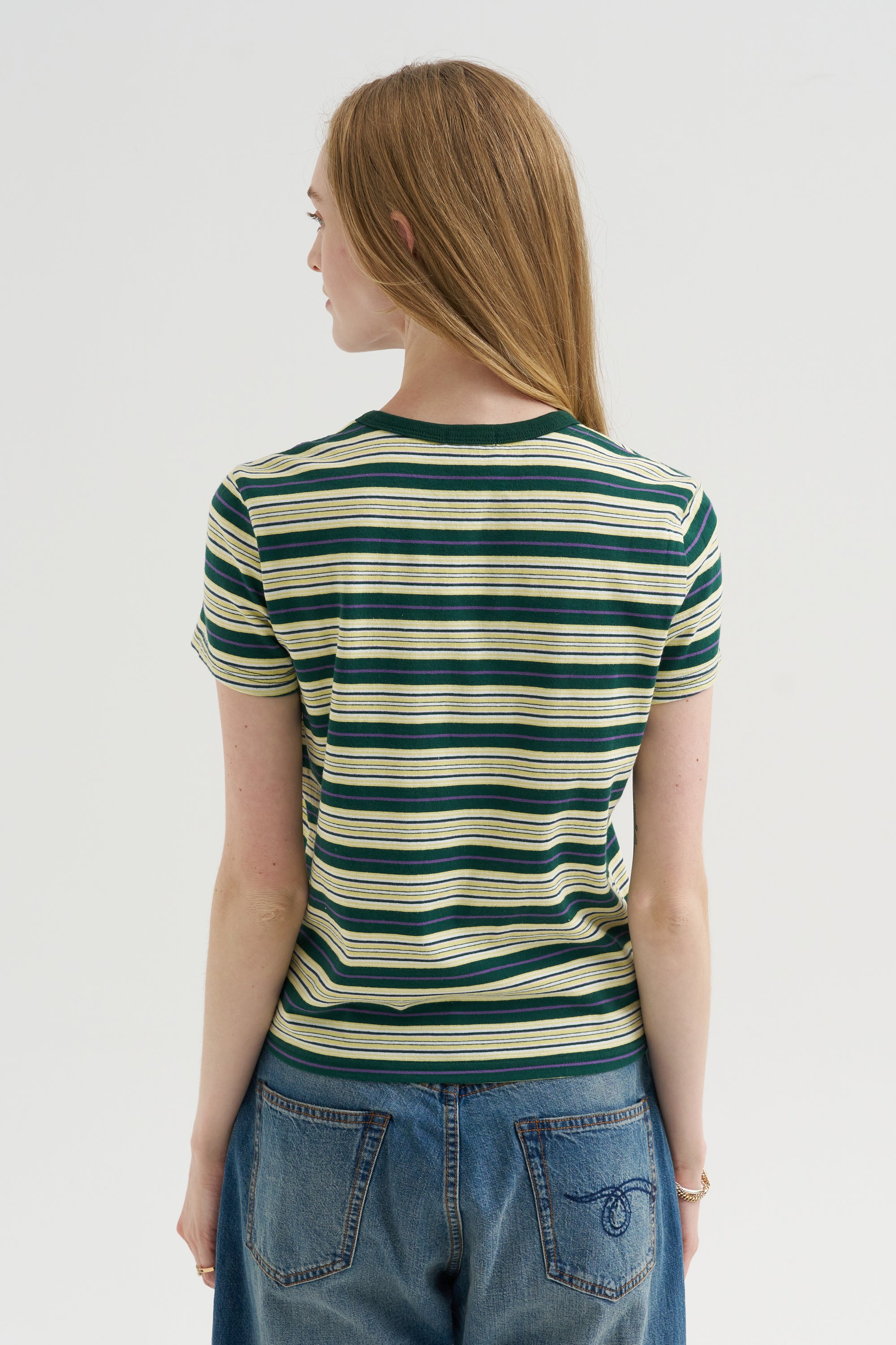 Baby Tee, Yellow Multicolor Stripe