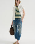 Baby Tee, Yellow Multicolor Stripe