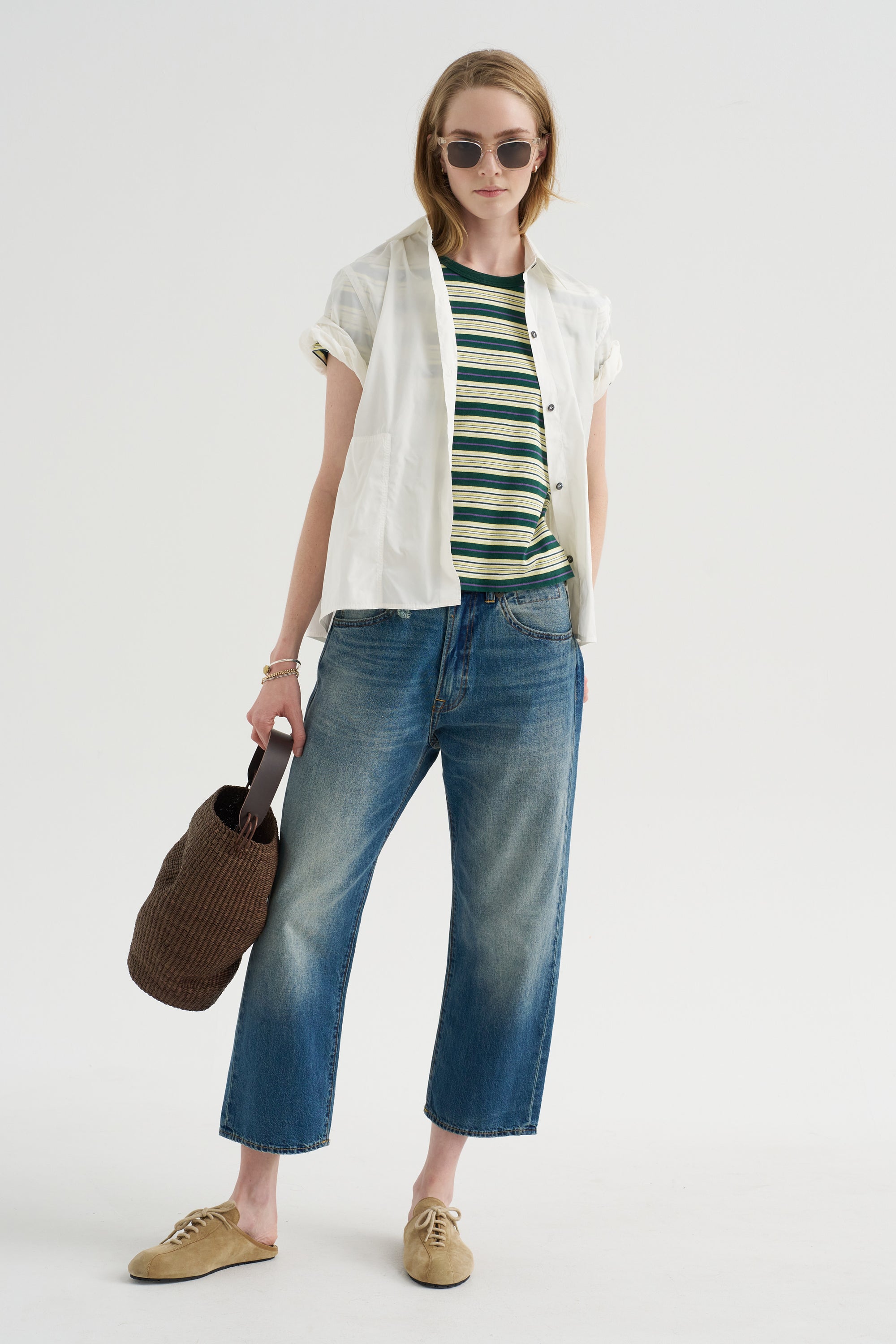 Baby Tee, Yellow Multicolor Stripe
