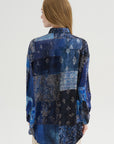 Drop Neck Shirt, Blue Multi Bandana Print