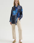 Drop Neck Shirt, Blue Multi Bandana Print