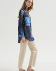 Drop Neck Shirt, Blue Multi Bandana Print