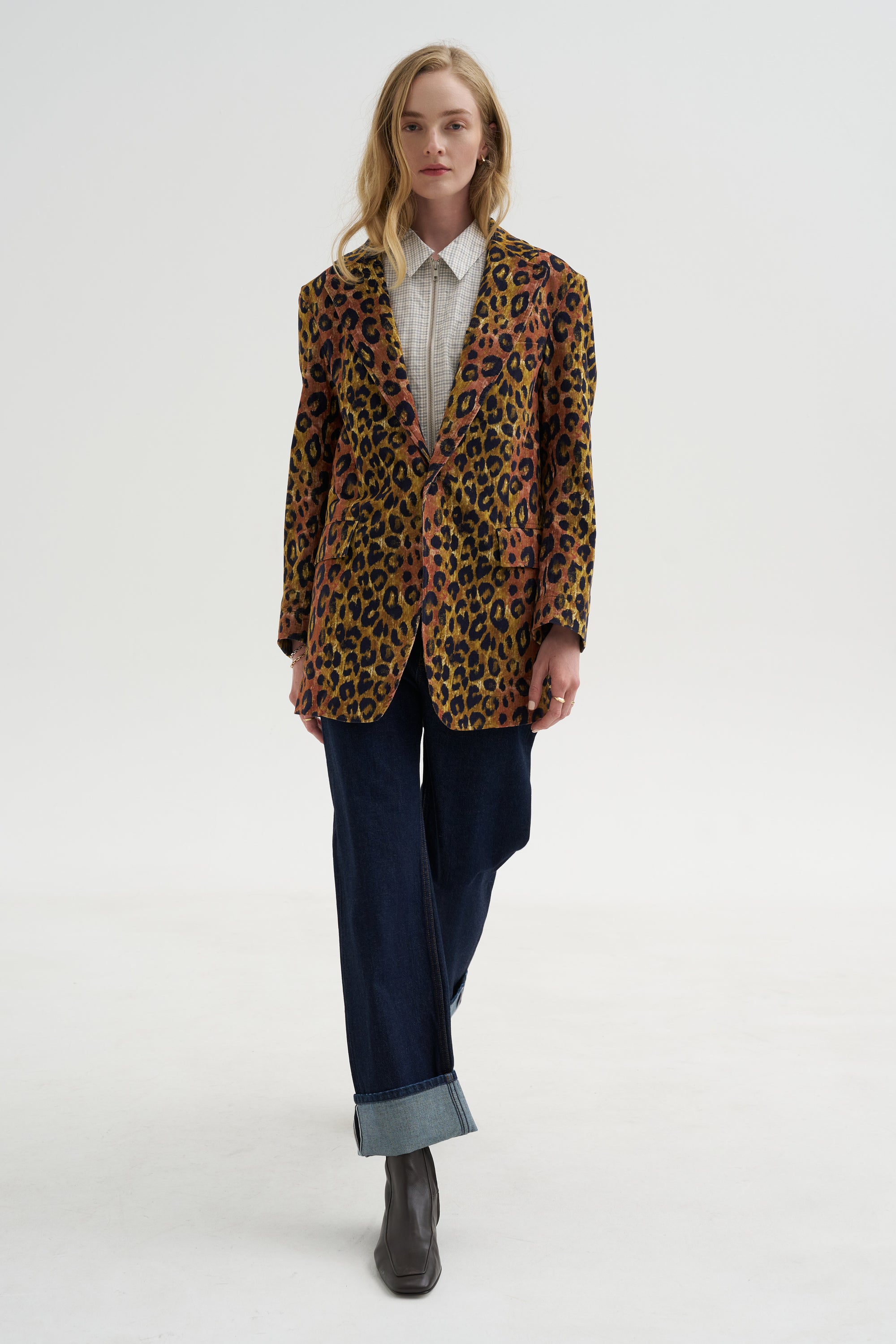 Oversized Ragged Blazer, Leopard