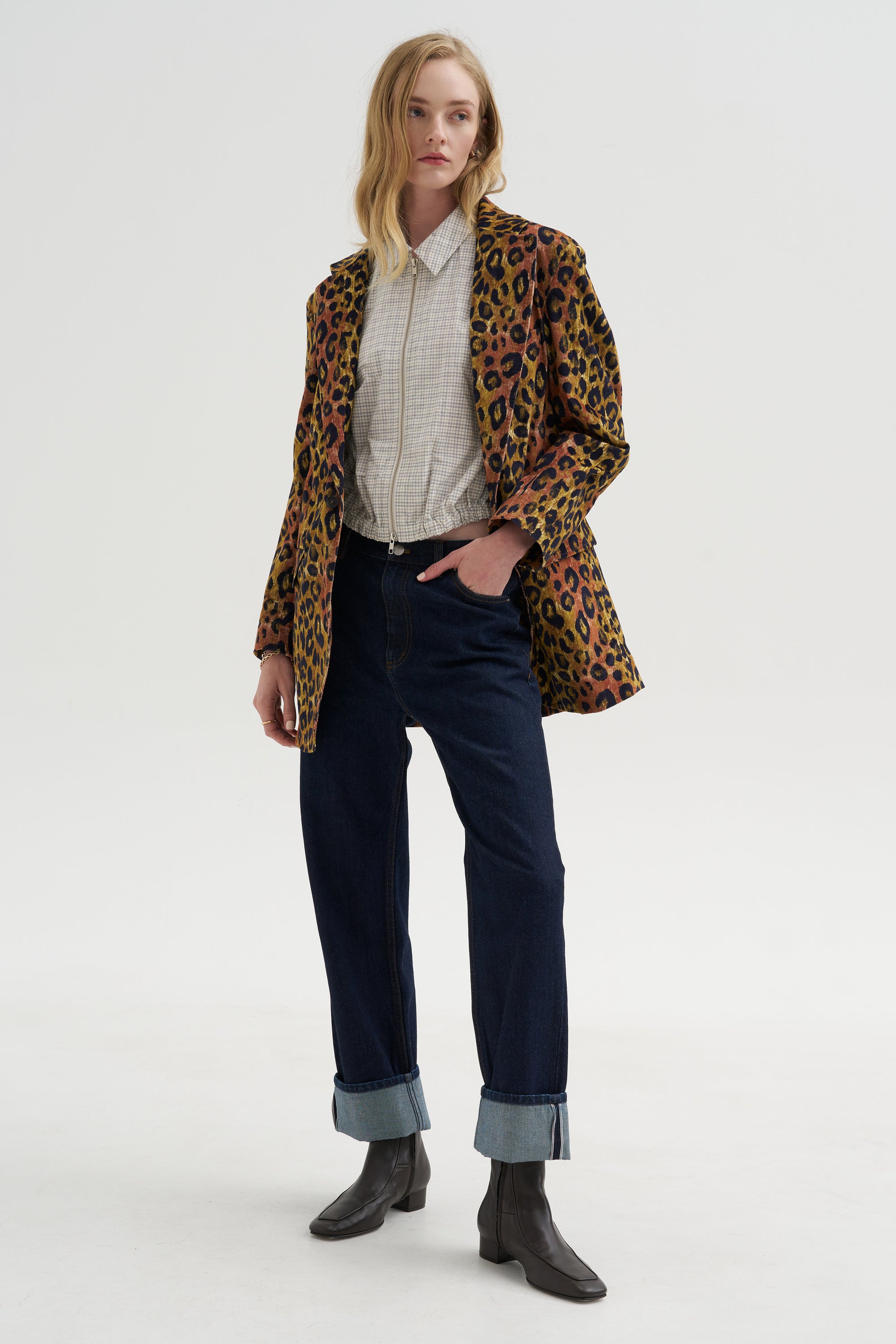 Oversized Ragged Blazer, Leopard
