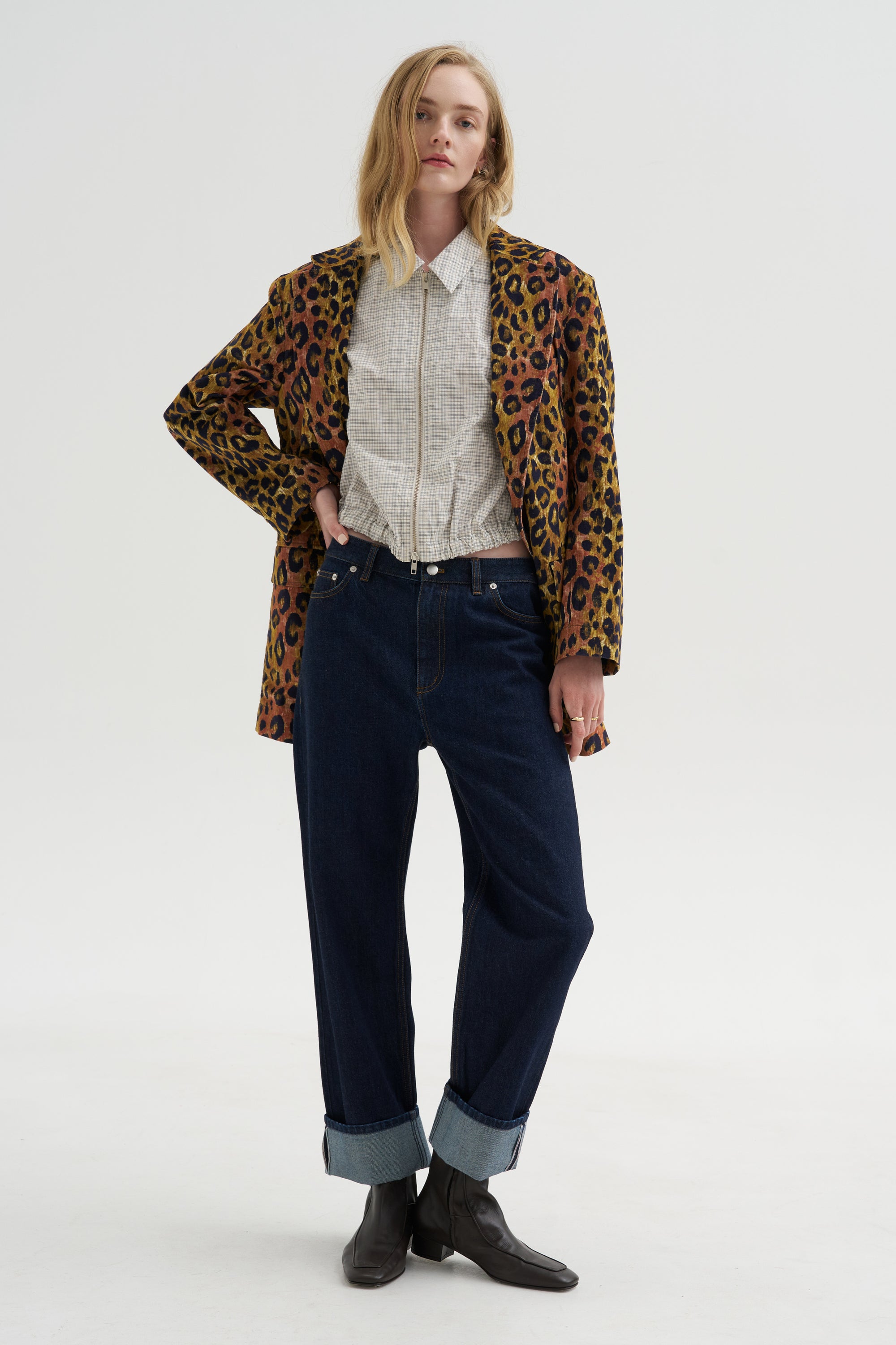 Oversized Ragged Blazer, Leopard