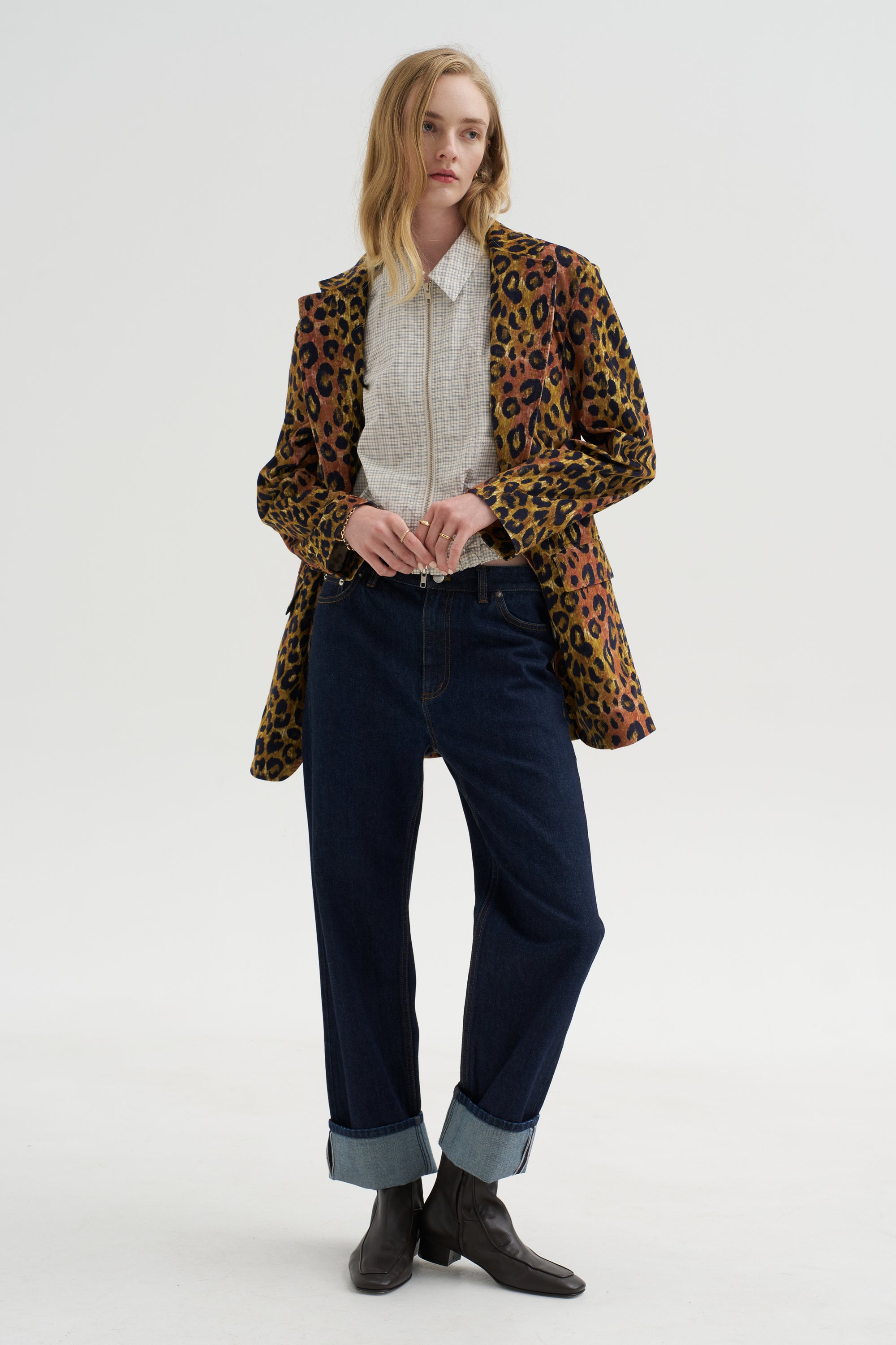 Oversized Ragged Blazer, Leopard