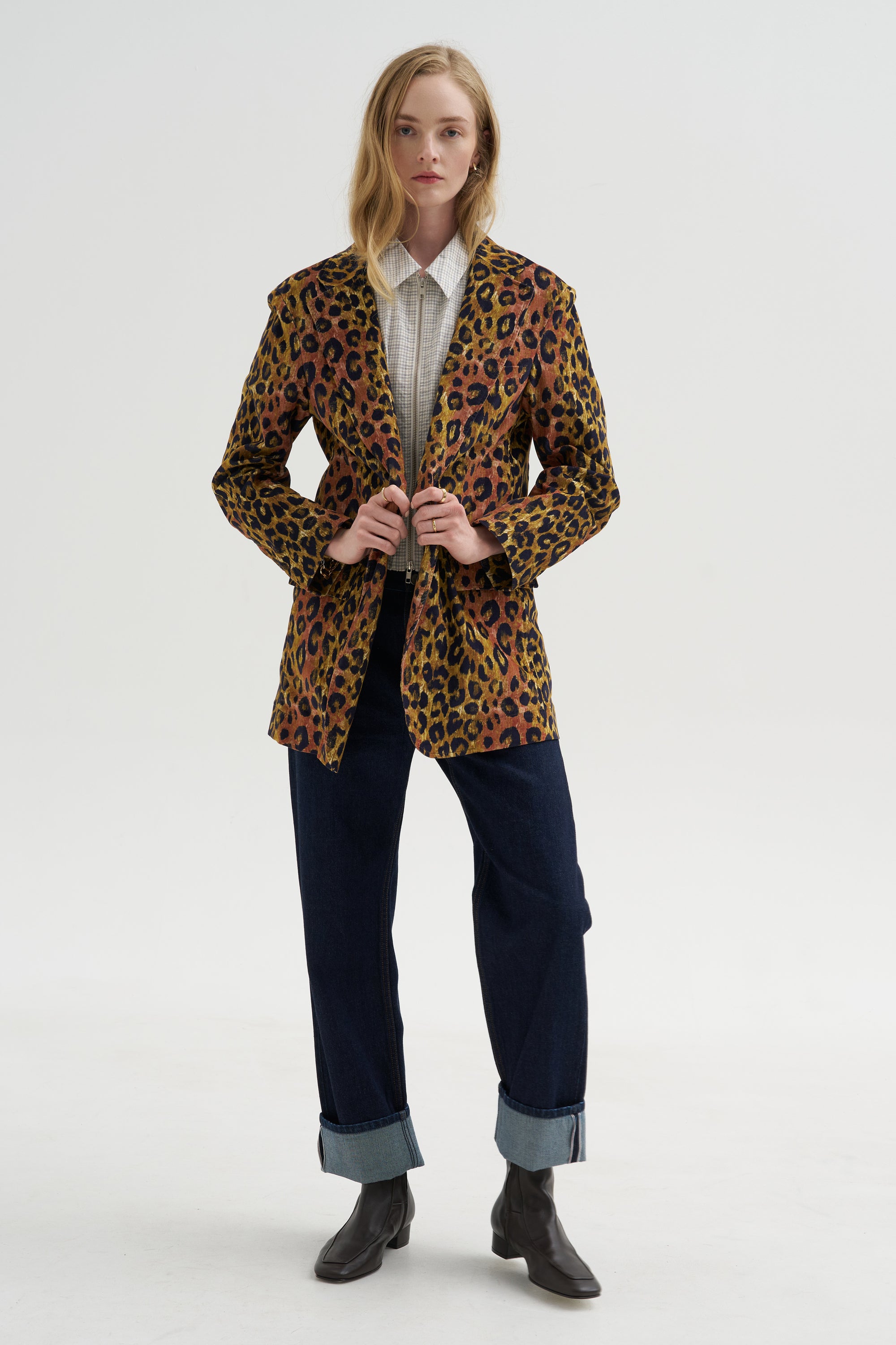 Oversized Ragged Blazer, Leopard