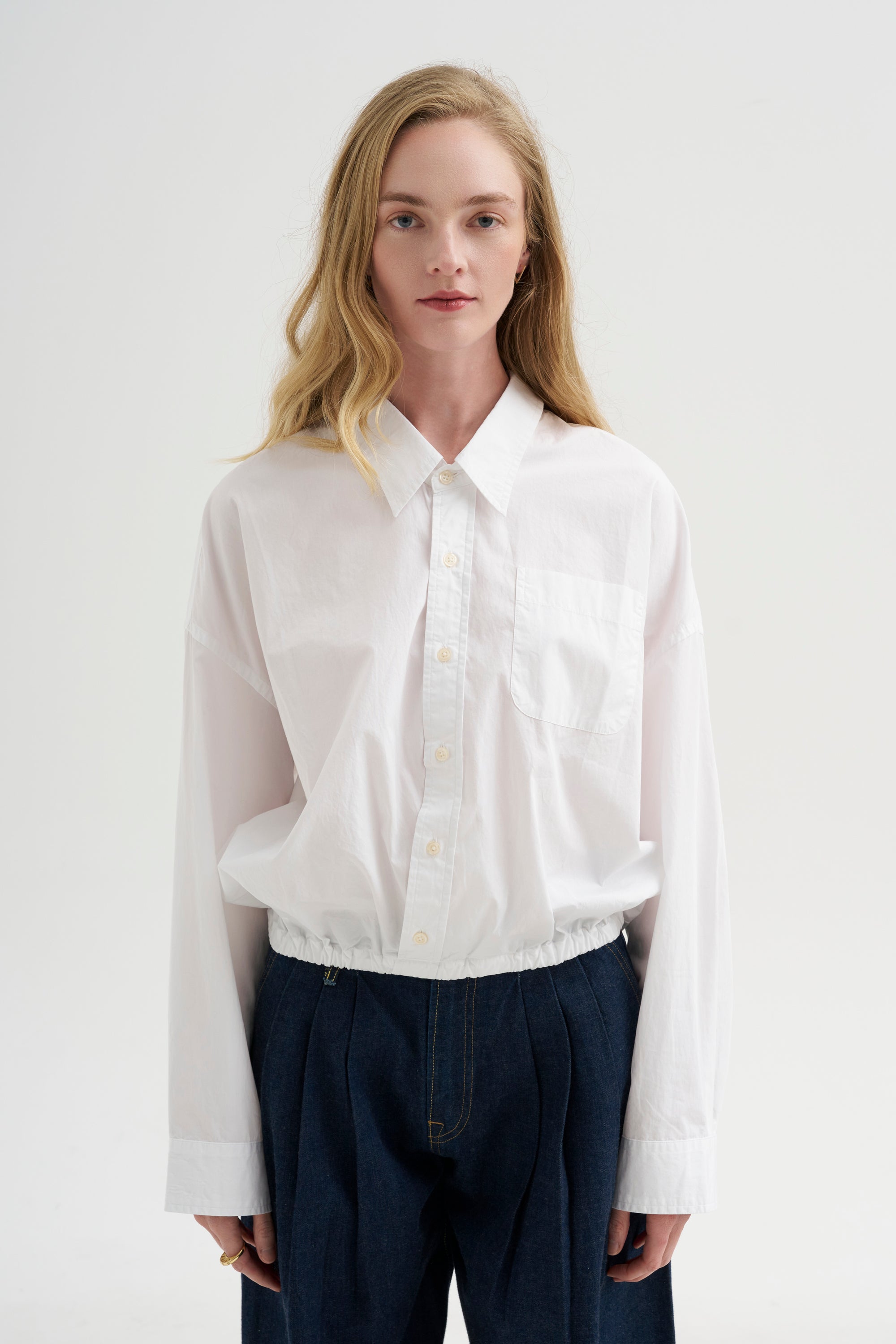 Crossover Bubble Shirt, White