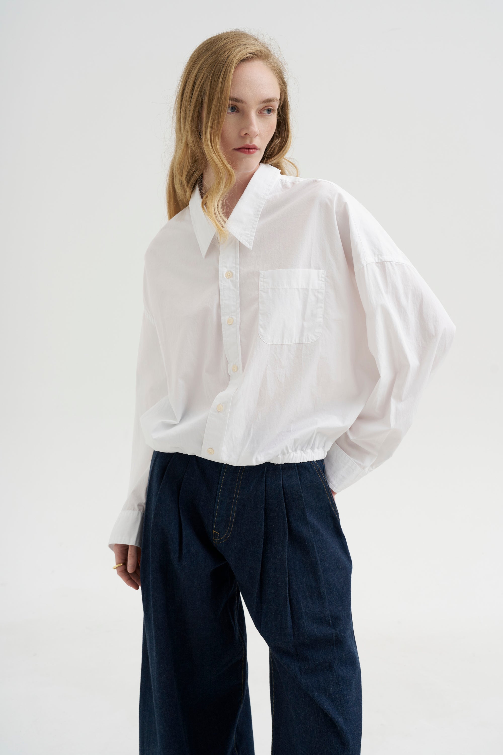 Crossover Bubble Shirt, White