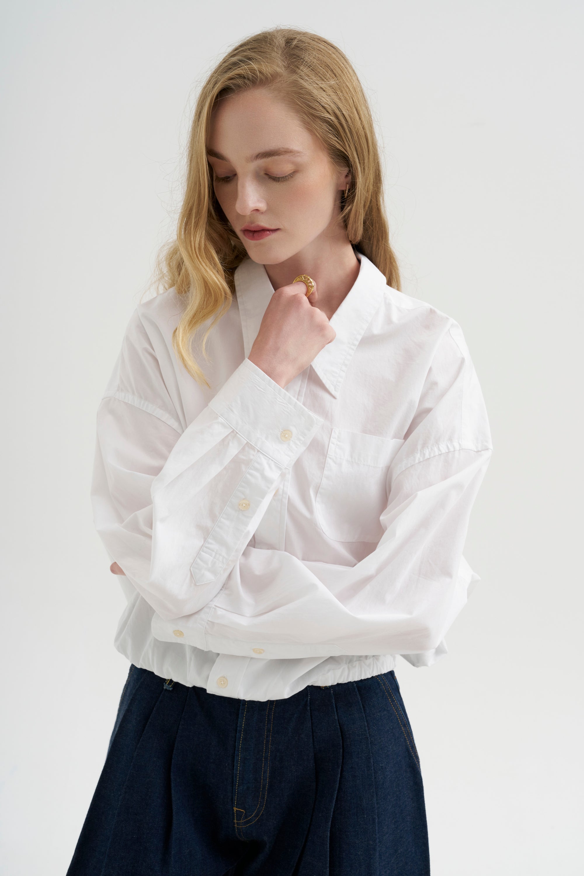 Crossover Bubble Shirt, White