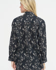Shredded Seam Ruffle Shirt, Floral on Black