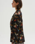 Pre-Order • Oversized Ragged Blazer, Floral Butterfly on Black