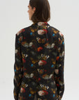 Pre-Order • Oversized Ragged Blazer, Floral Butterfly on Black