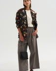 Pre-Order • Oversized Ragged Blazer, Floral Butterfly on Black