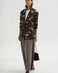 Pre-Order • Oversized Ragged Blazer, Floral Butterfly on Black