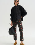 Pre-Order • Ruffle Collar Shrunken Shirt, Black & White Polkadot