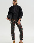 Pre-Order • Ruffle Collar Shrunken Shirt, Black & White Polkadot