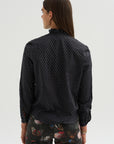 Pre-Order • Ruffle Collar Shrunken Shirt, Black & White Polkadot