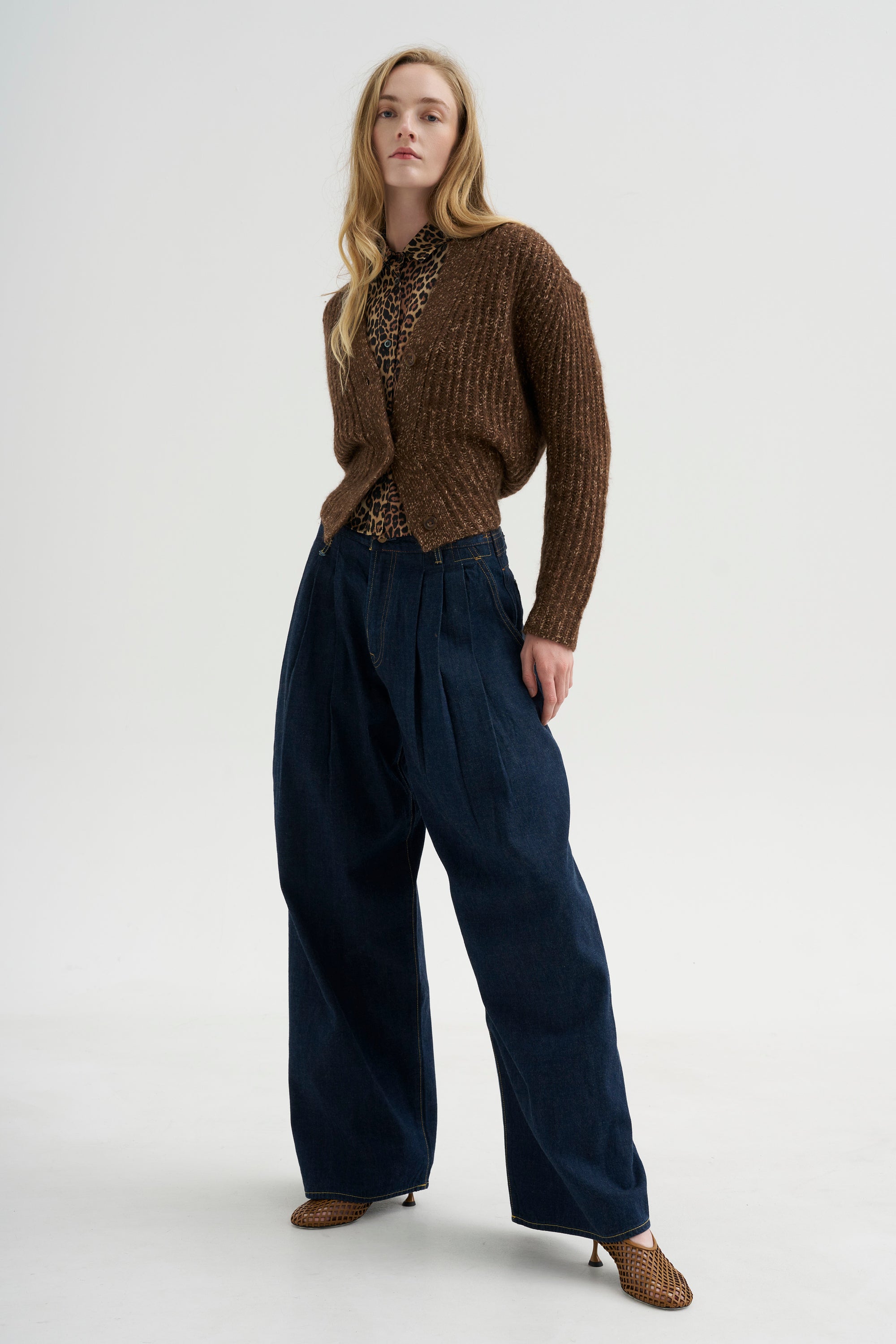 Split Hem Ribbed Cardigan, Heather Brown
