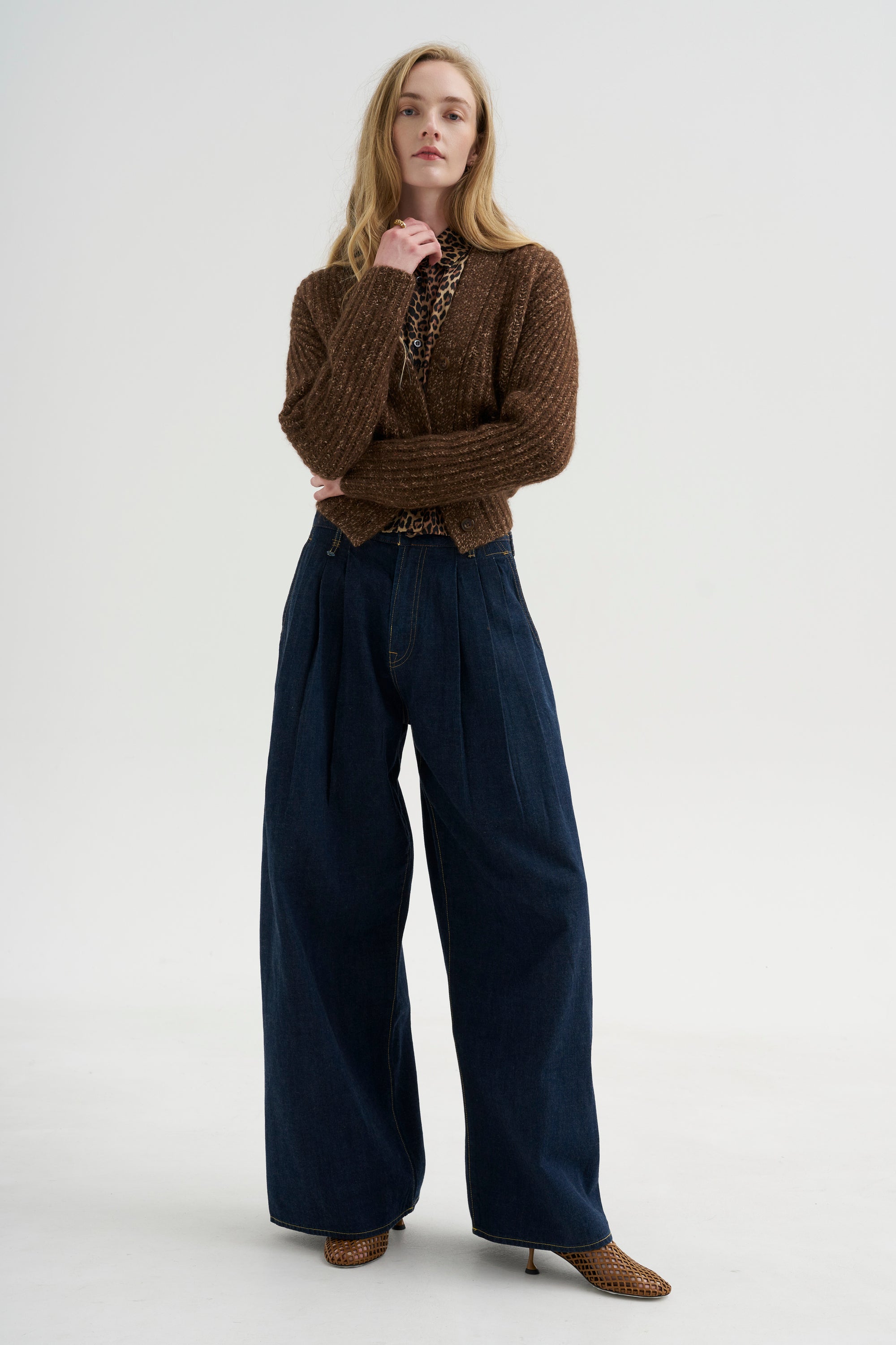Split Hem Ribbed Cardigan, Heather Brown
