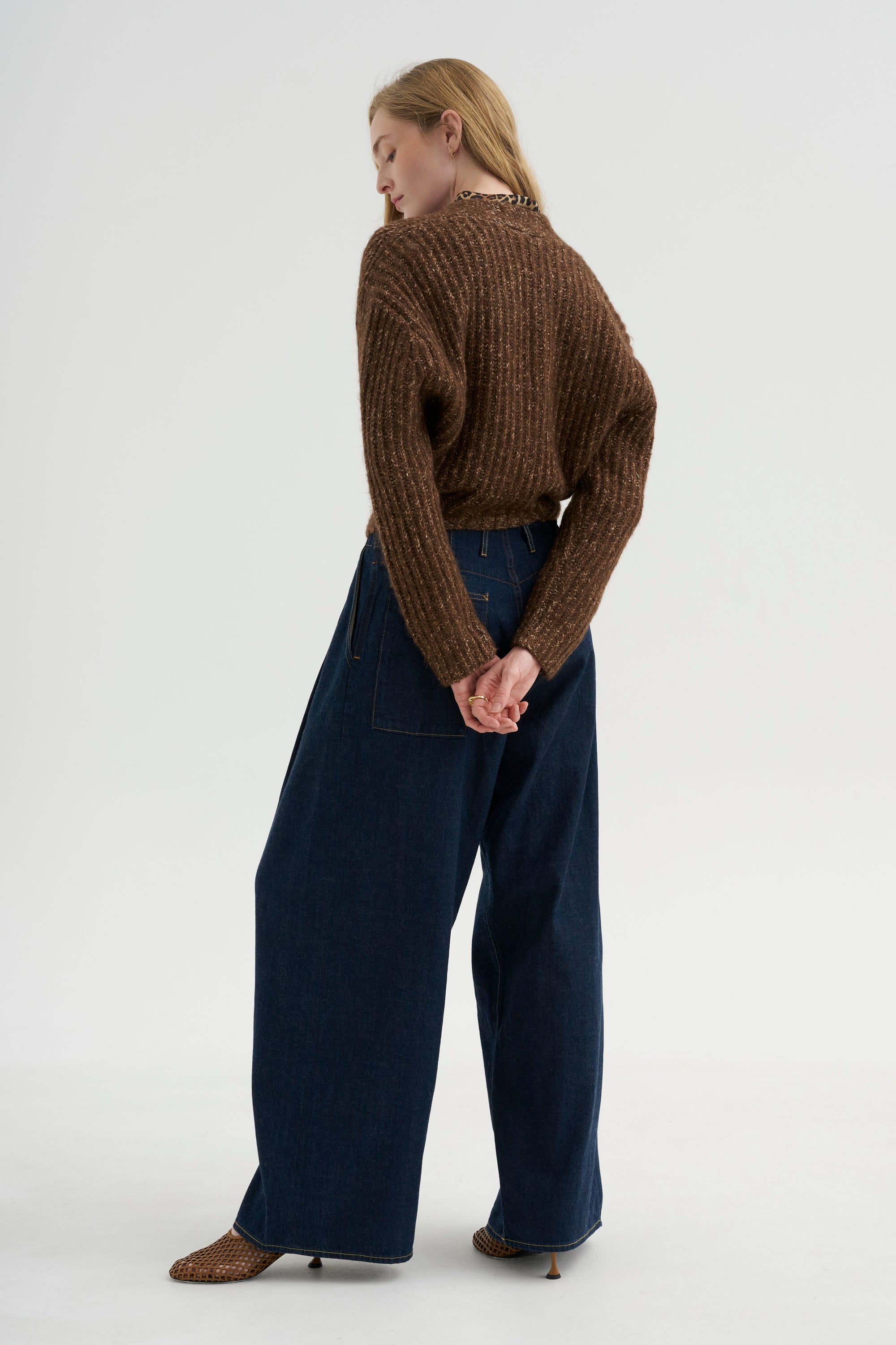 Split Hem Ribbed Cardigan, Heather Brown