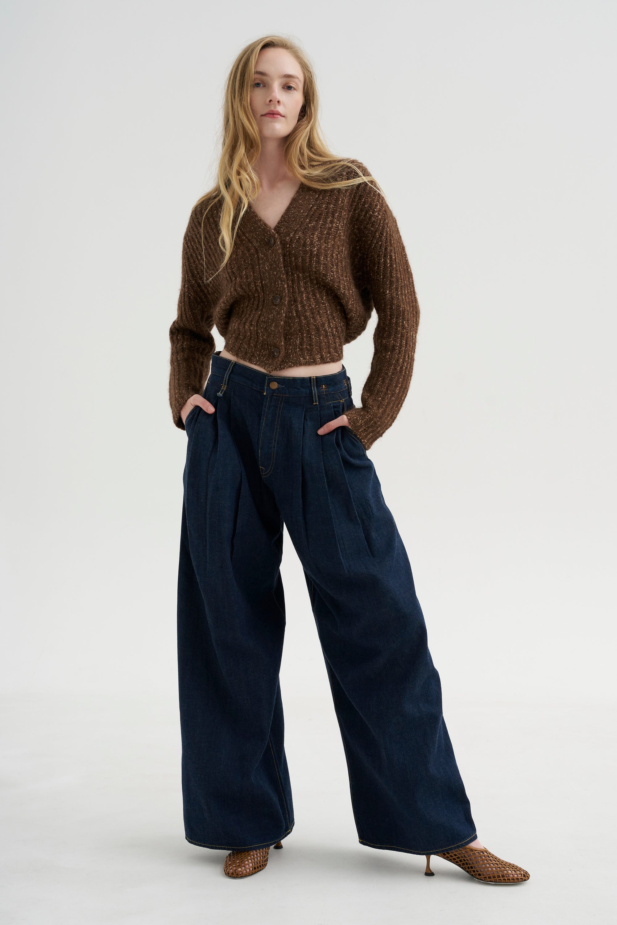 Split Hem Ribbed Cardigan, Heather Brown
