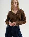 Split Hem Ribbed Cardigan, Heather Brown