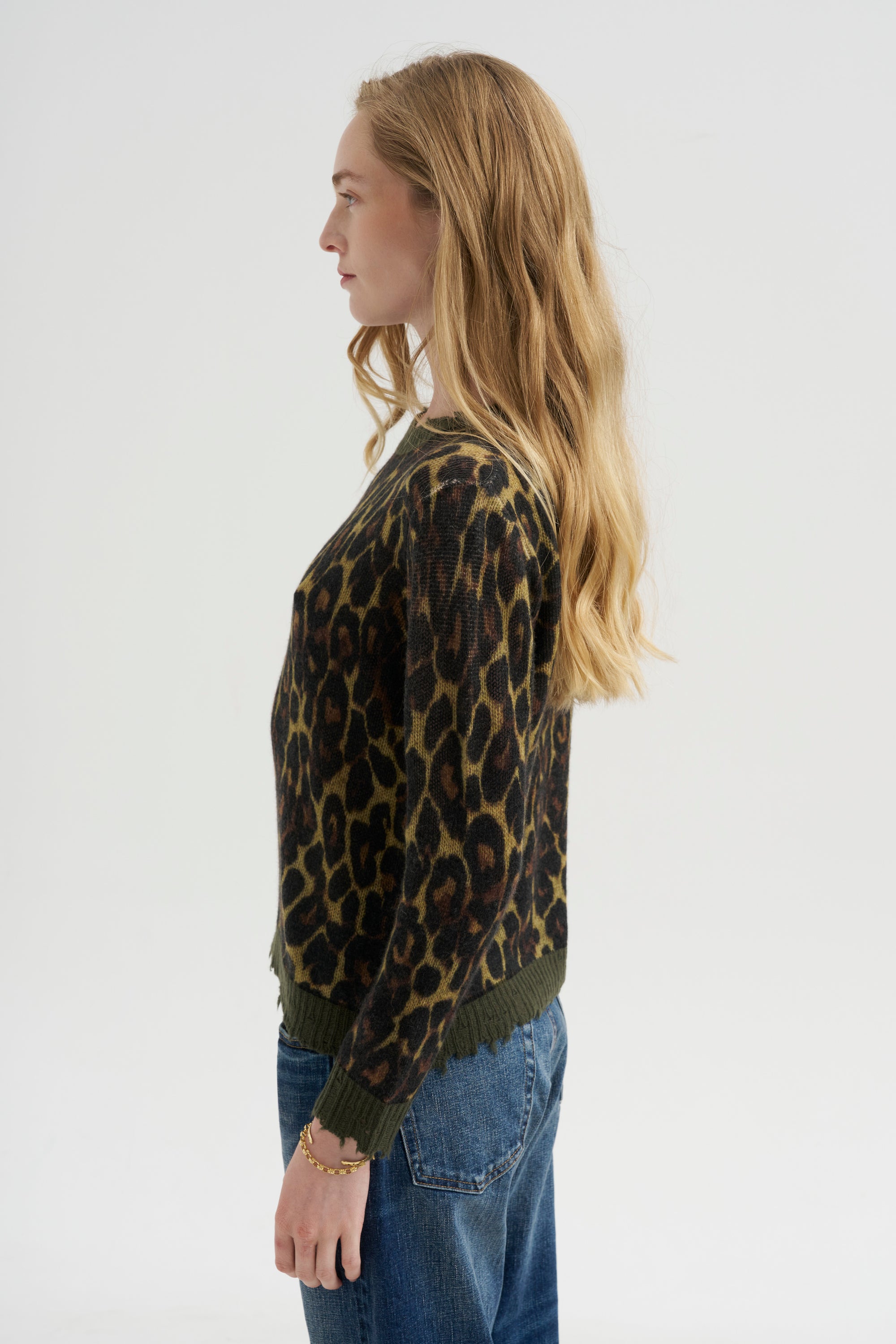 Printed Relaxed Crewneck, Brown Leopard
