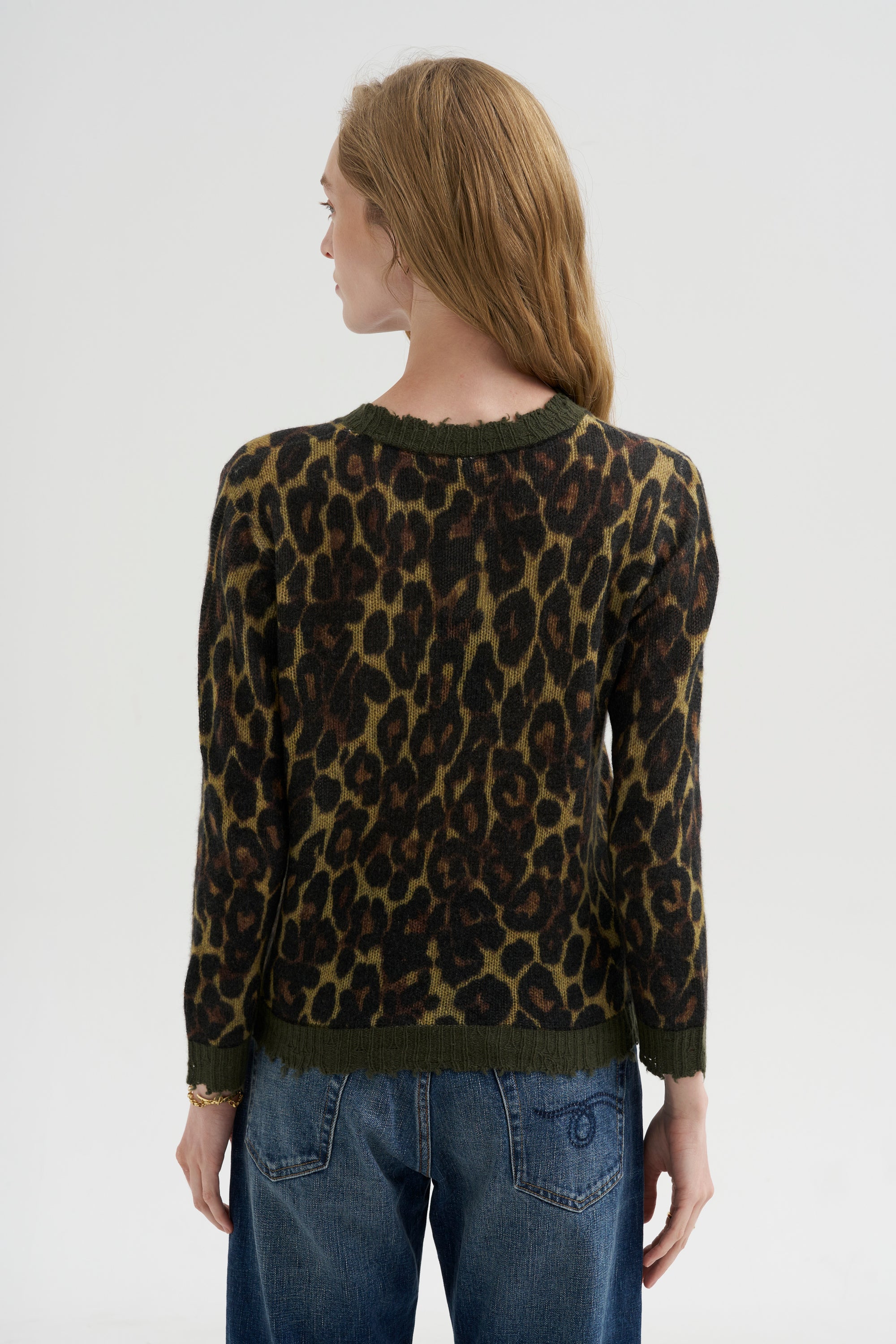 Printed Relaxed Crewneck, Brown Leopard