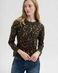 Printed Relaxed Crewneck, Brown Leopard