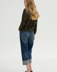 Printed Relaxed Crewneck, Brown Leopard