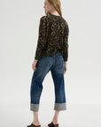 Printed Relaxed Crewneck, Brown Leopard