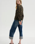 Printed Relaxed Crewneck, Brown Leopard