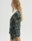 Printed Boy Cardigan, Dark Blue Floral
