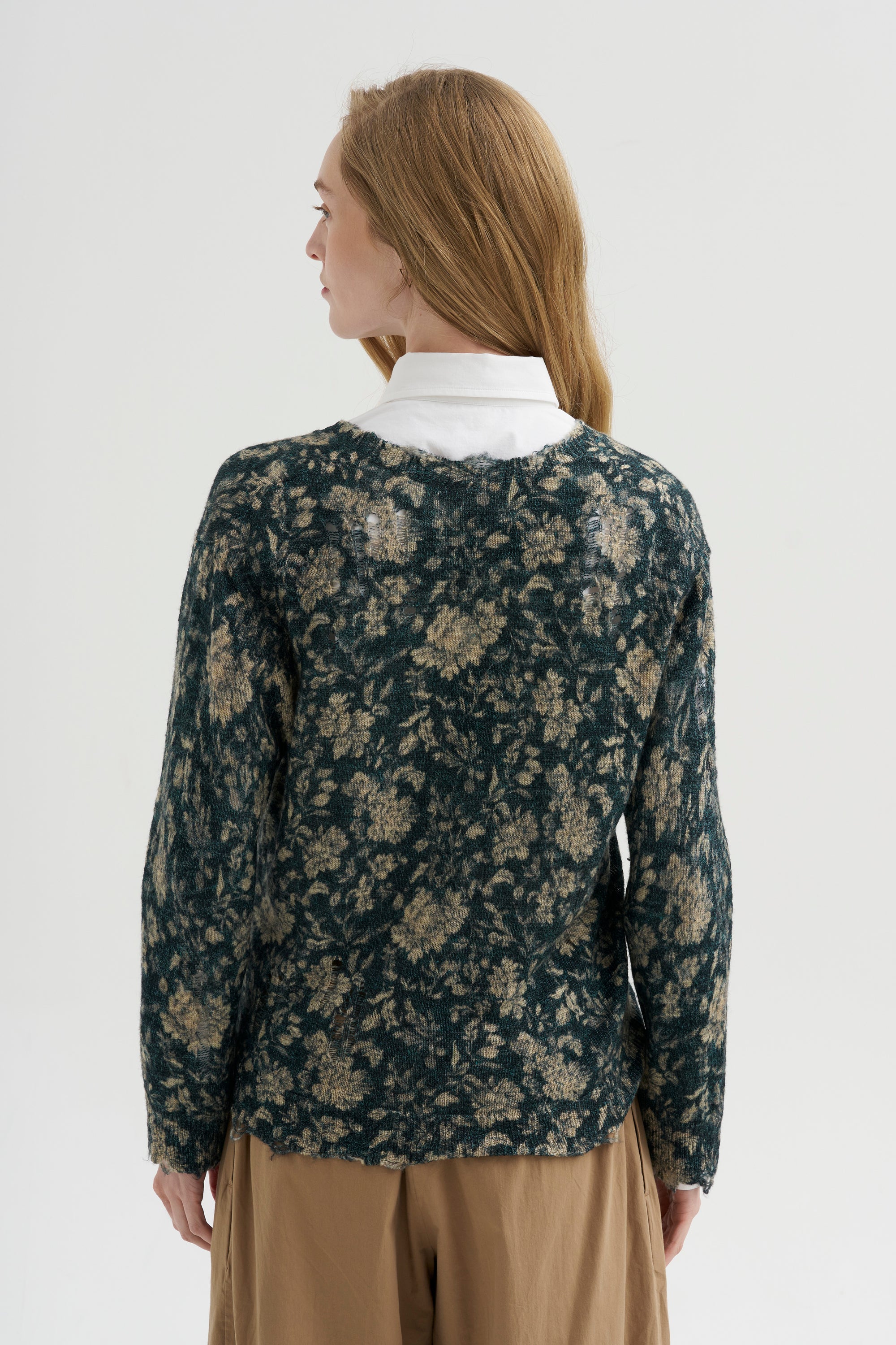 Printed Boy Cardigan, Dark Blue Floral