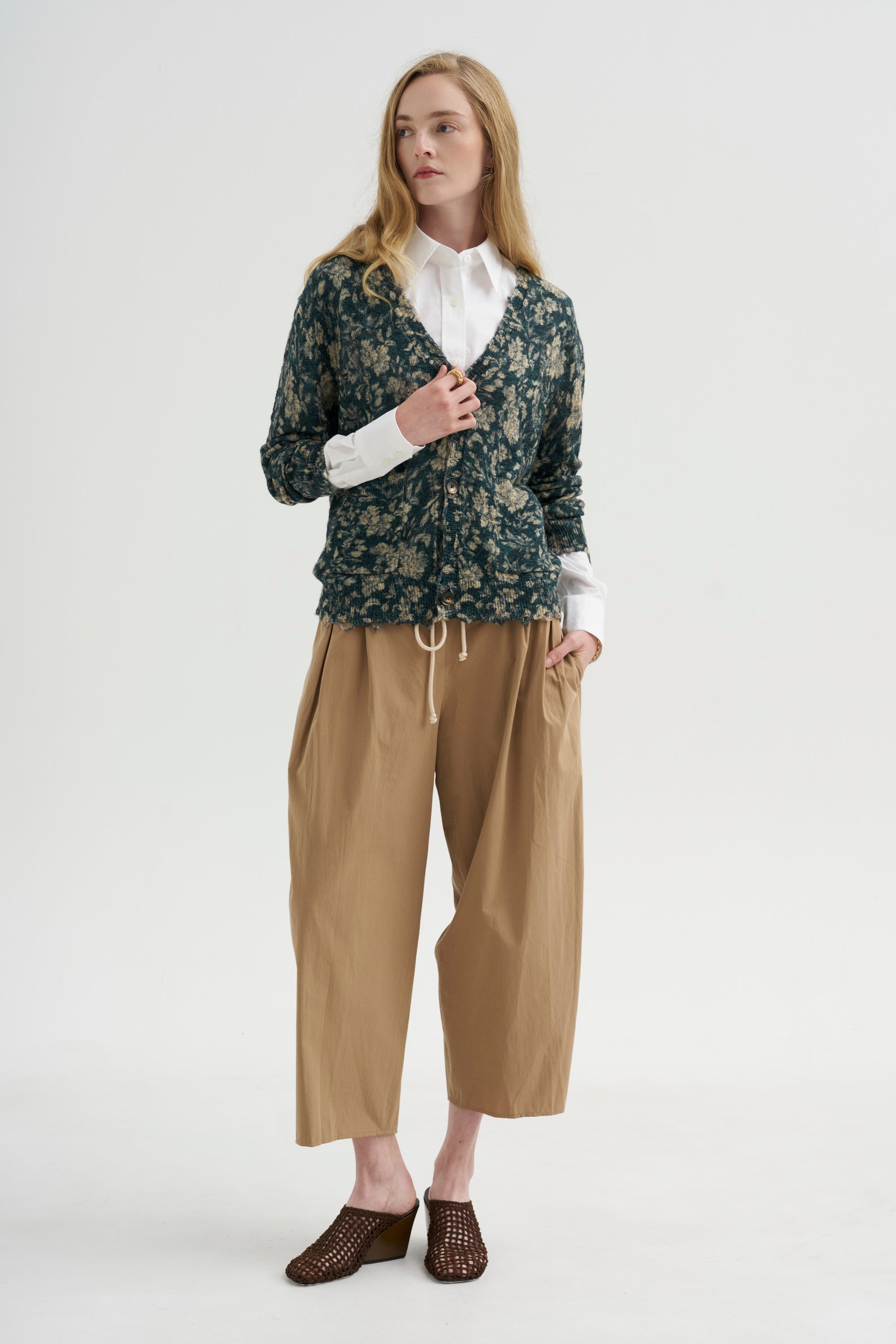 Printed Boy Cardigan, Dark Blue Floral