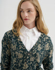 Printed Boy Cardigan, Dark Blue Floral