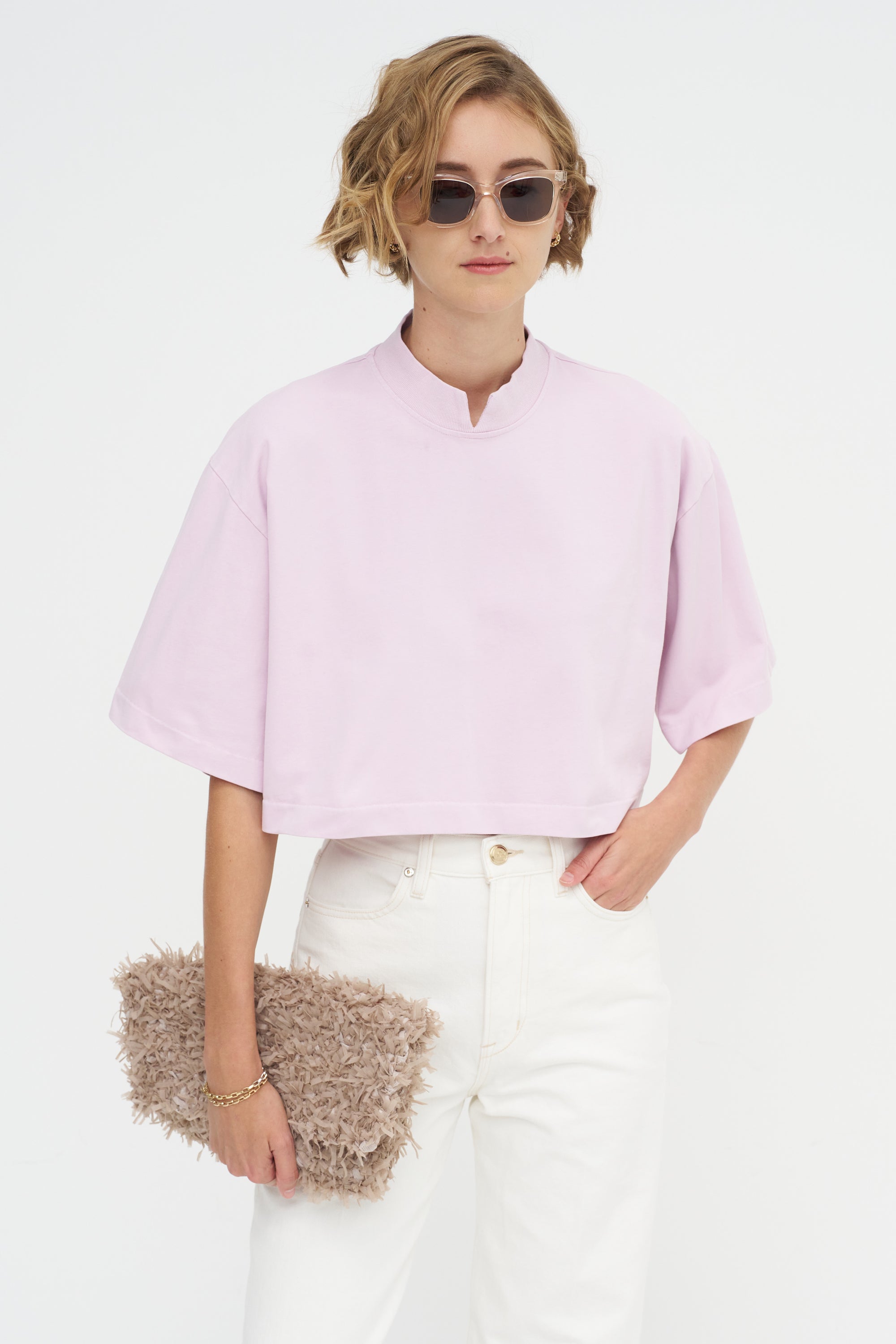 The Nessa Top, Blush Pink Acid Wash