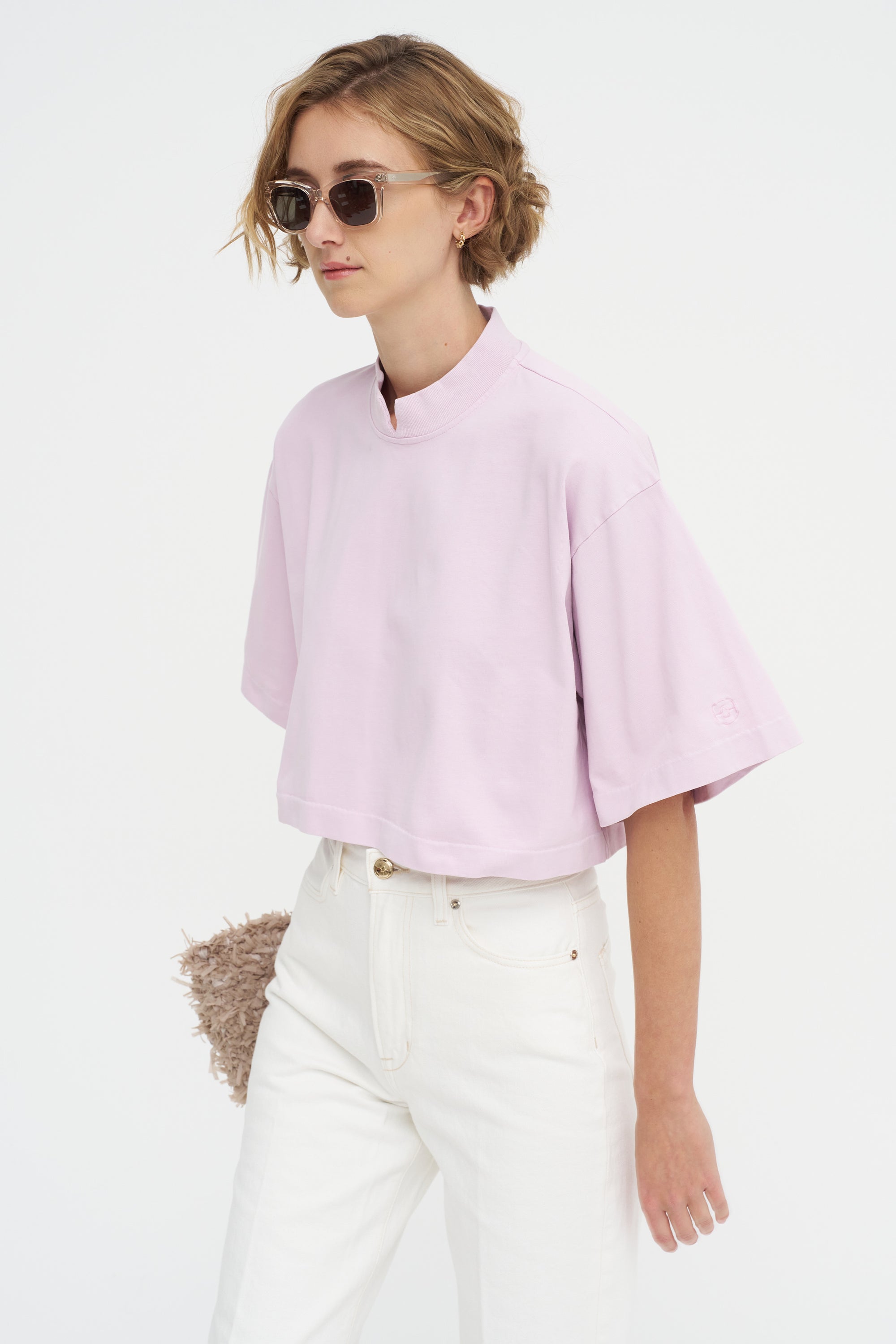 The Nessa Top, Blush Pink Acid Wash
