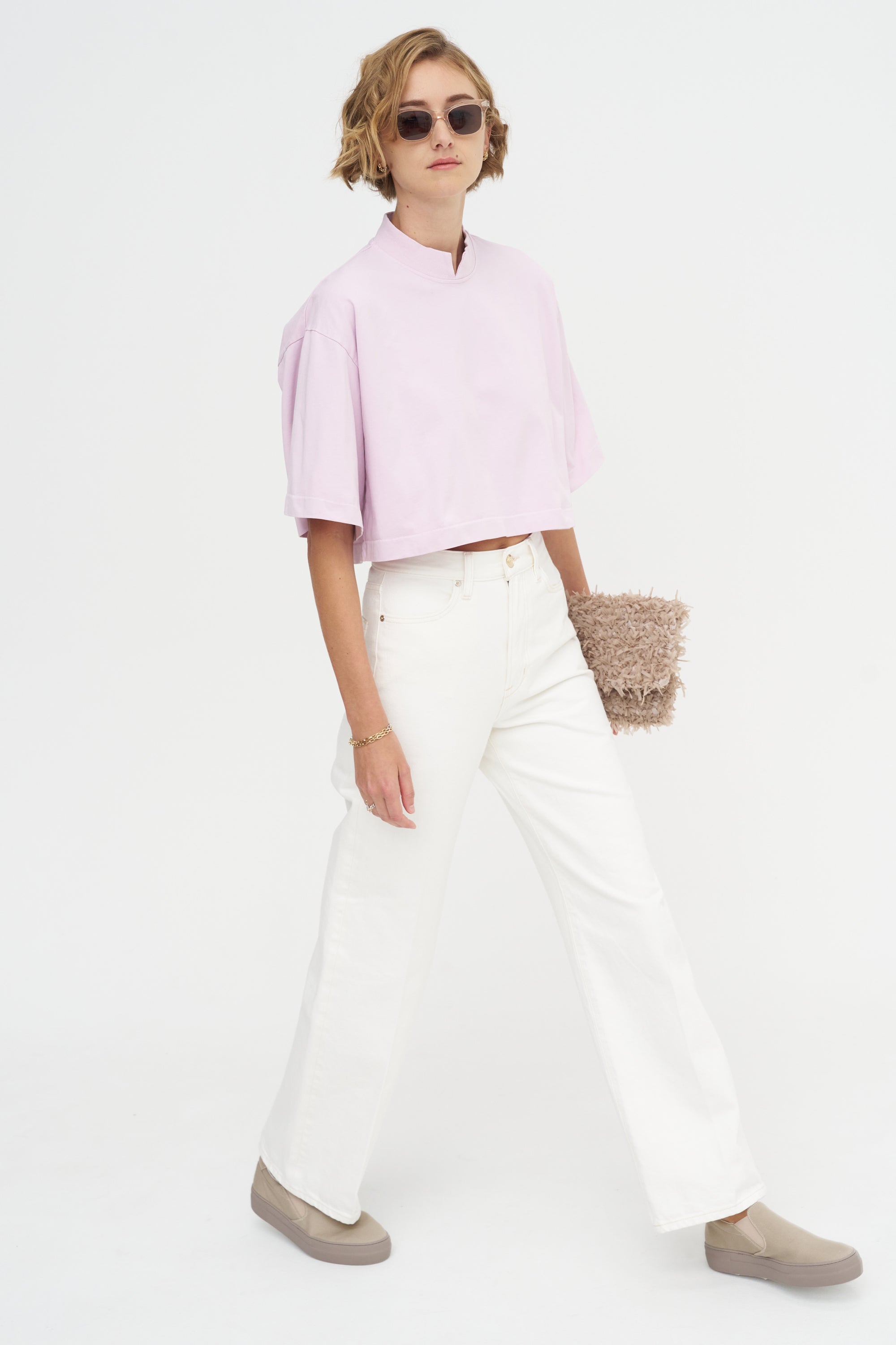 The Nessa Top, Blush Pink Acid Wash