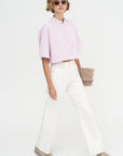 The Nessa Top, Blush Pink Acid Wash