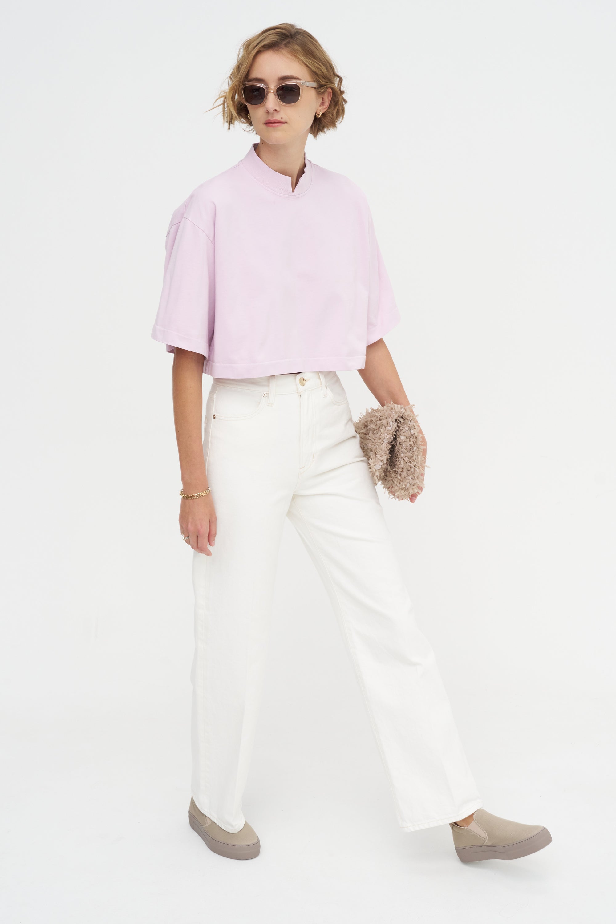 The Nessa Top, Blush Pink Acid Wash
