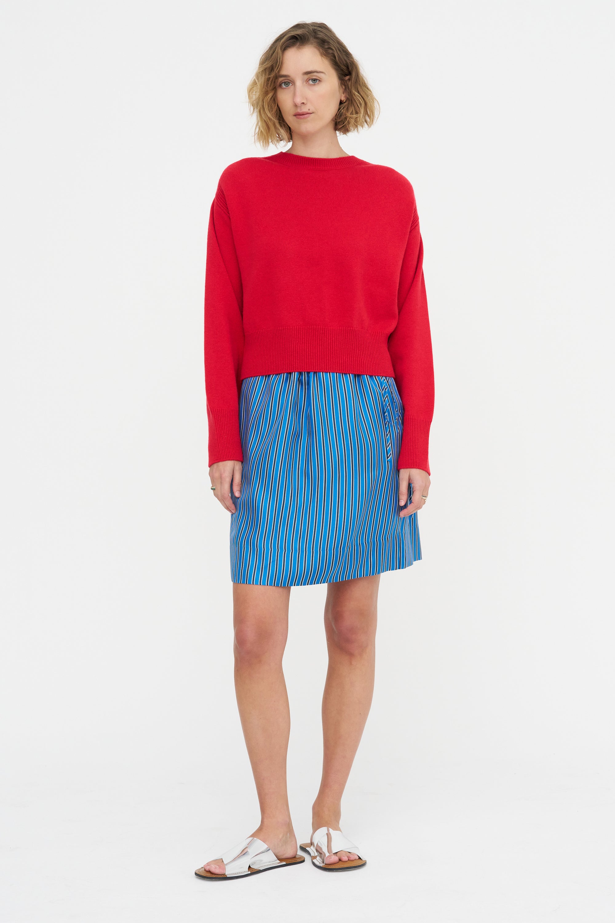 Round Neck Sweater, Vivid Red