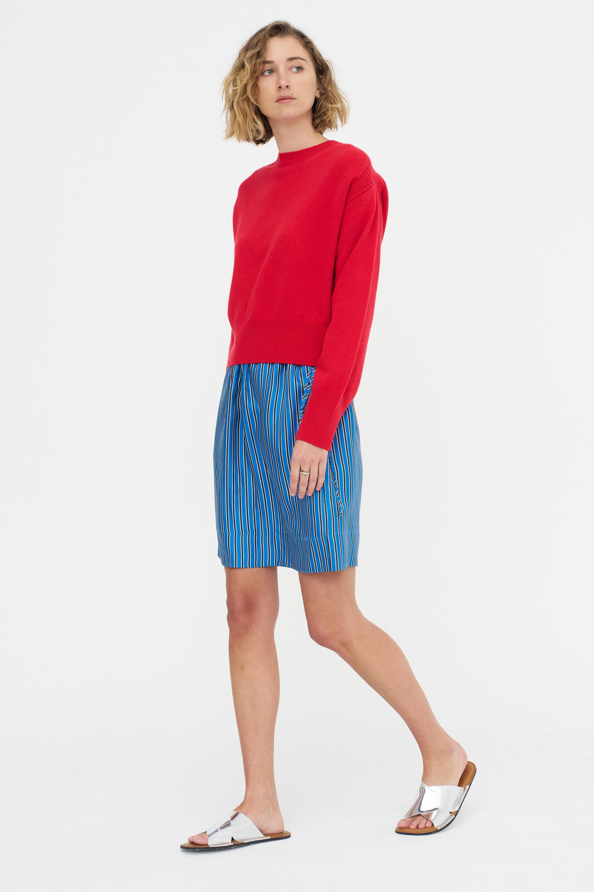 Round Neck Sweater, Vivid Red