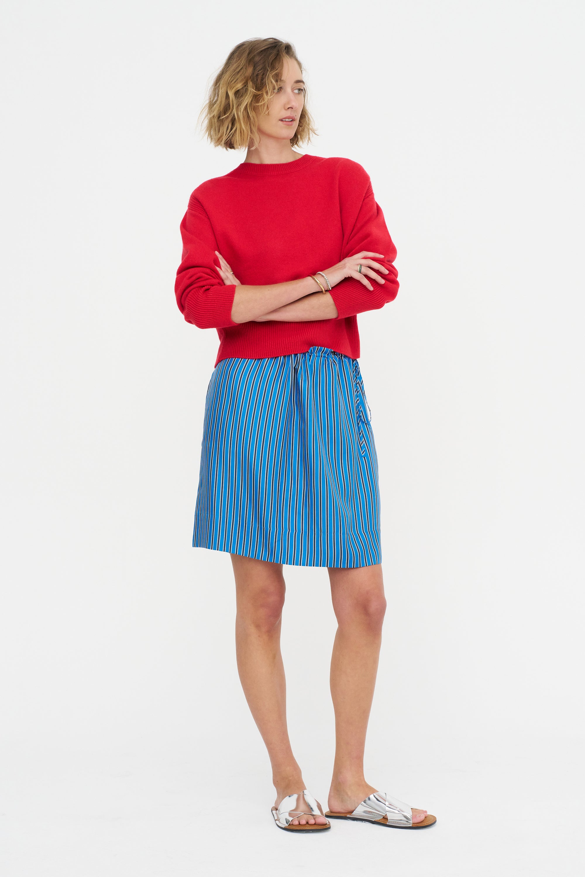 Round Neck Sweater, Vivid Red