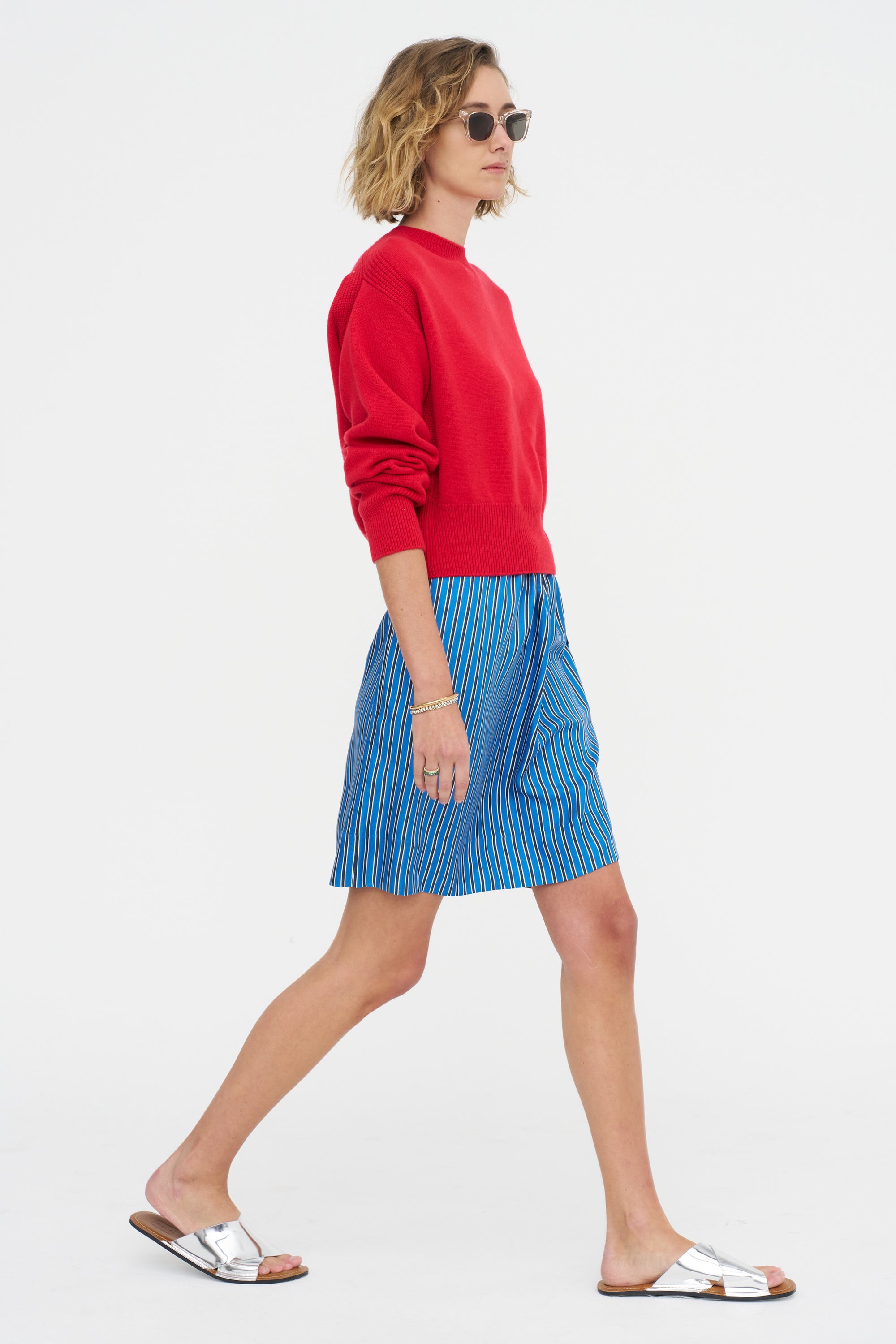 Round Neck Sweater, Vivid Red