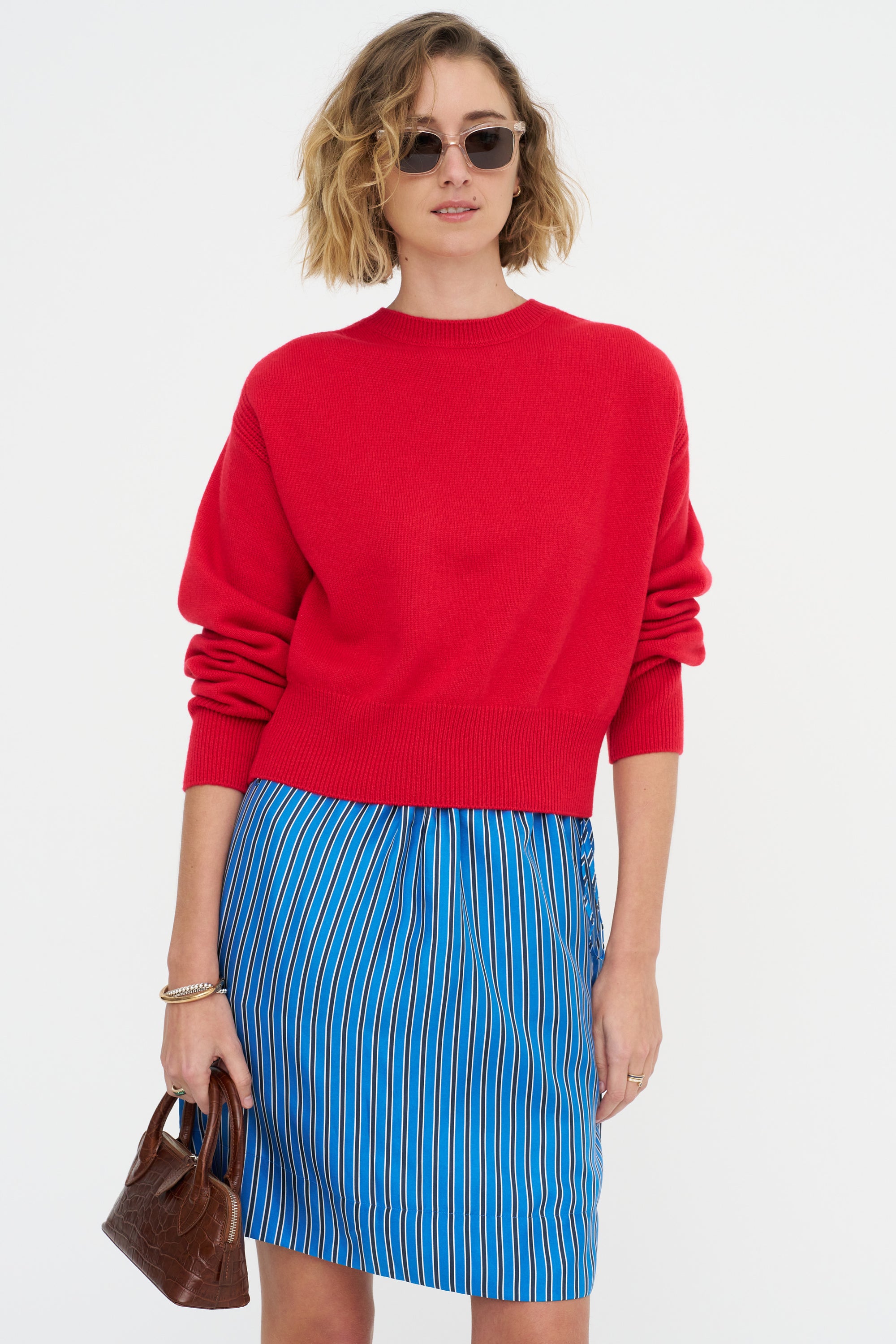 Round Neck Sweater, Vivid Red