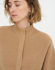 Batwing Cardi With Zip, Dark Camel